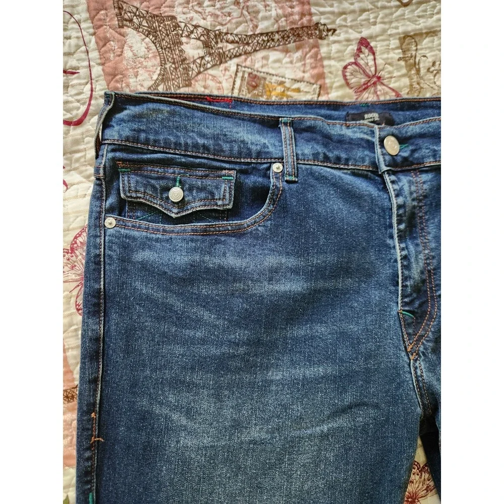True Religion Men's Rocco Relaxed Skinny Blue Jeans Pants‎ Flap Pockets 40×32